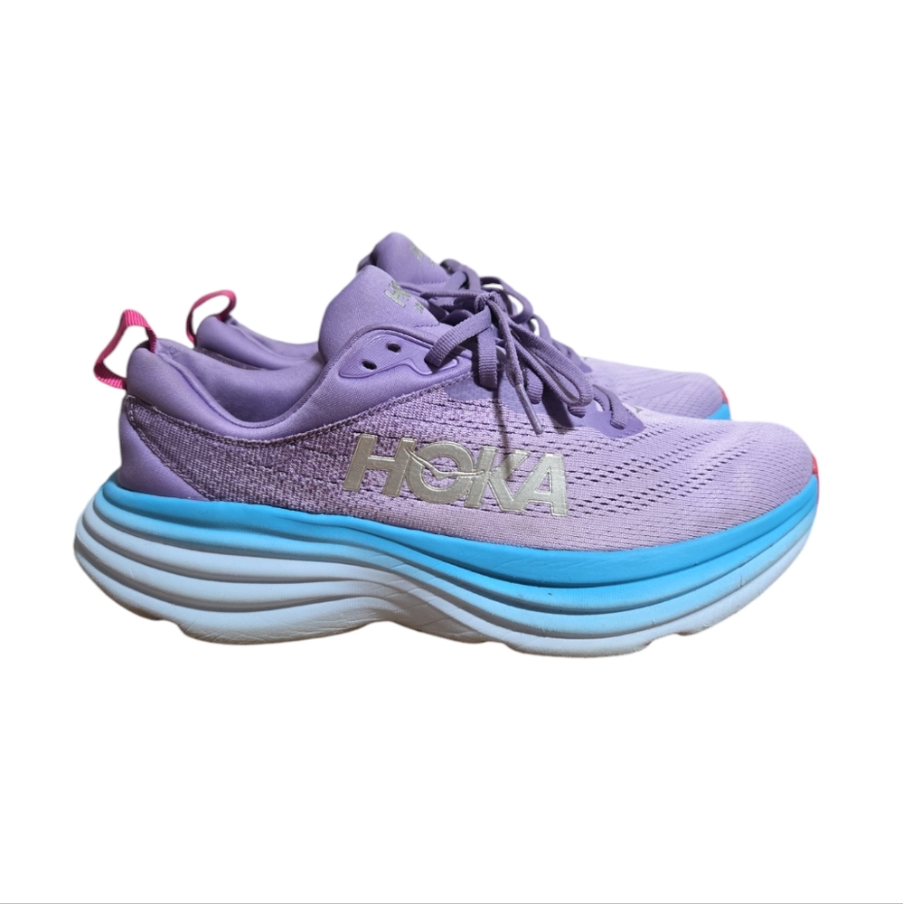 Hoka Women's Lavender and Sky Blue Sneakers